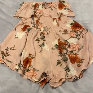 Strapless one piece shorts outfit